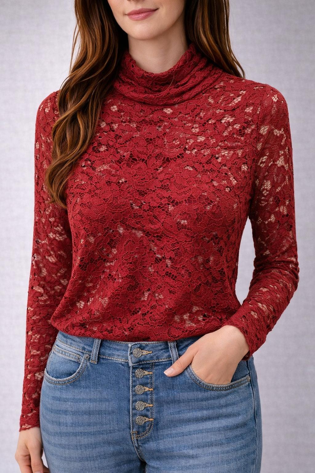 Maglia Collo Alto in Pizzo