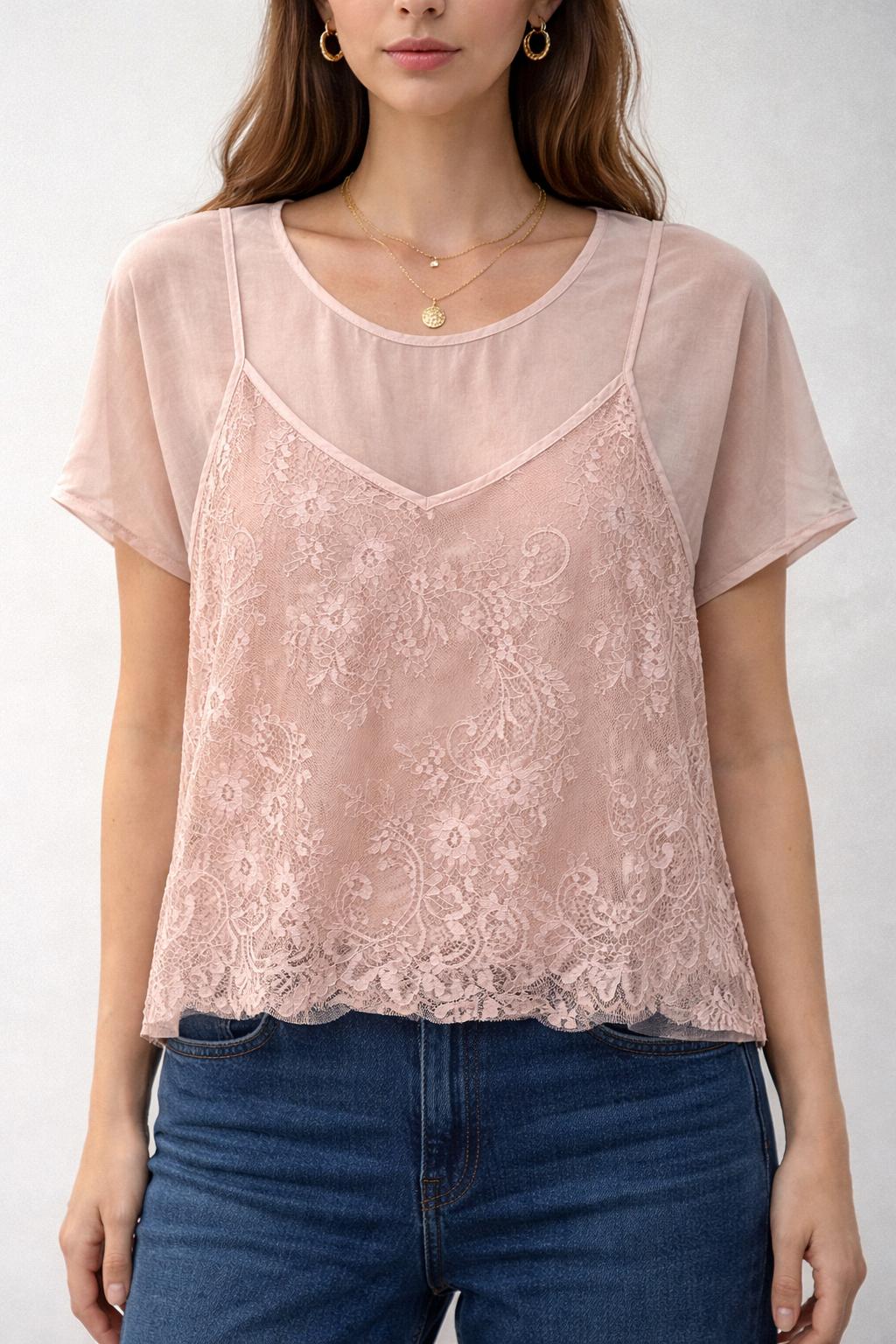 Blusa top pizzo