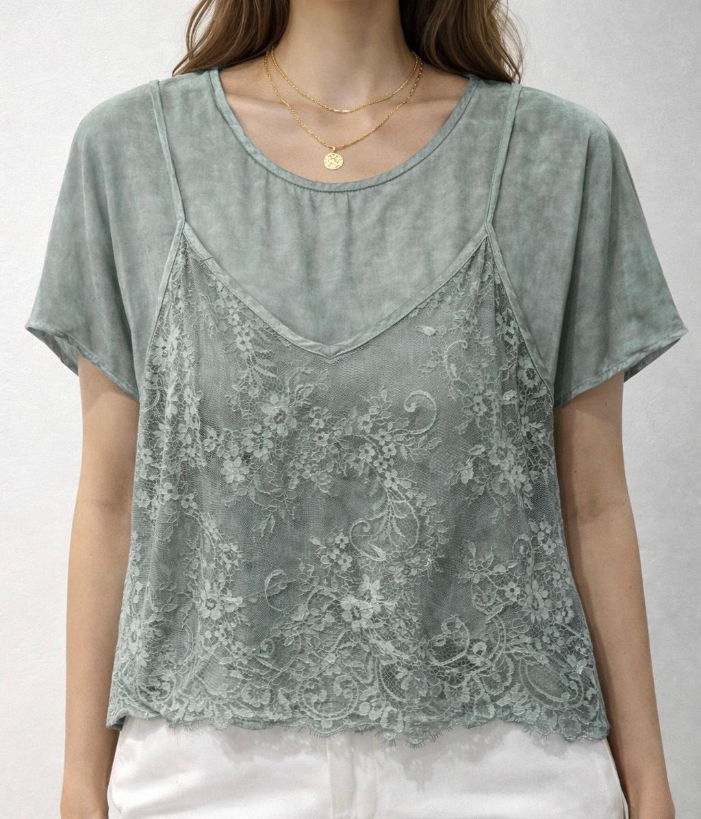 Blusa top pizzo