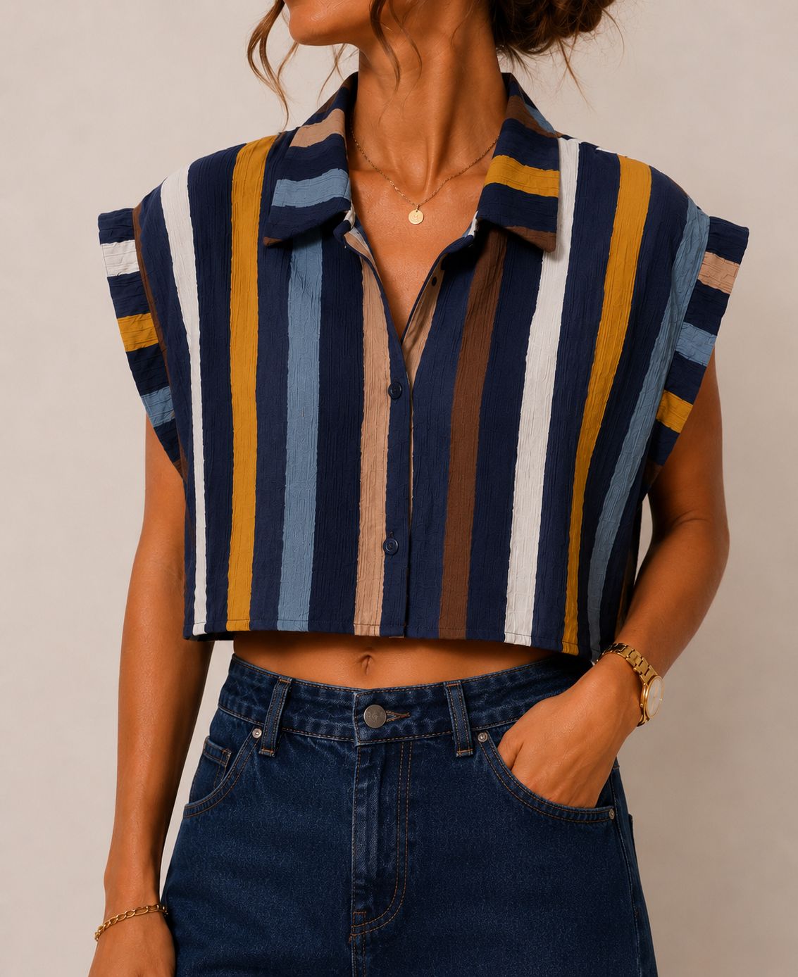 Camicia righe crop