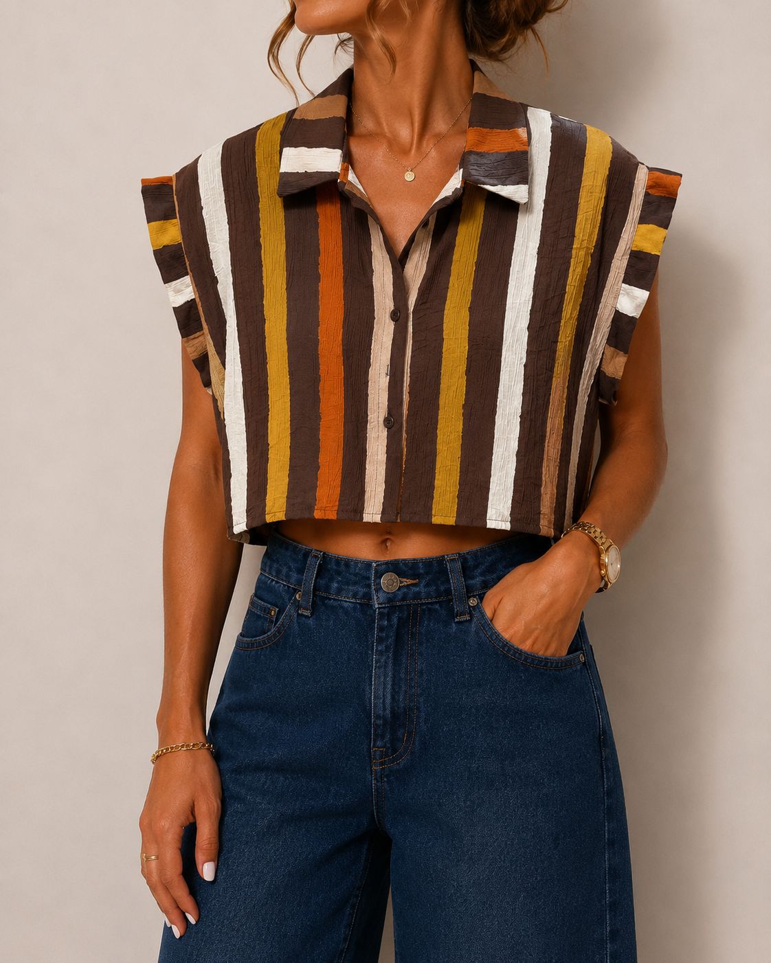 Camicia righe crop