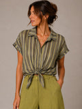 Camicia crop righe