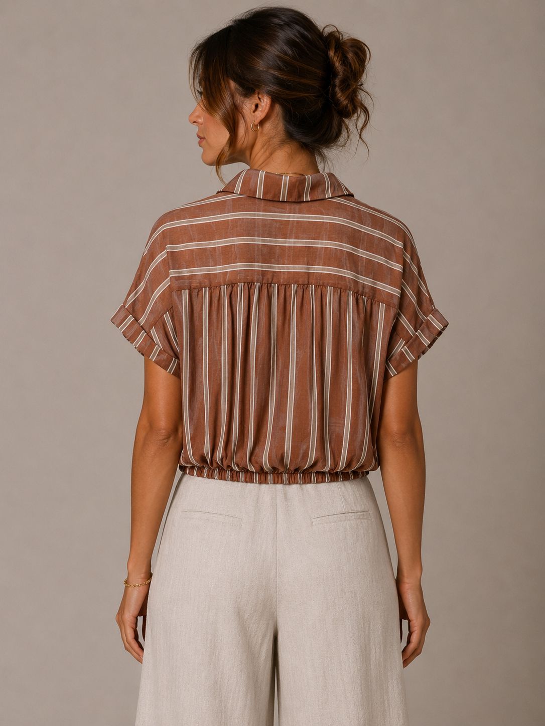 Camicia crop righe