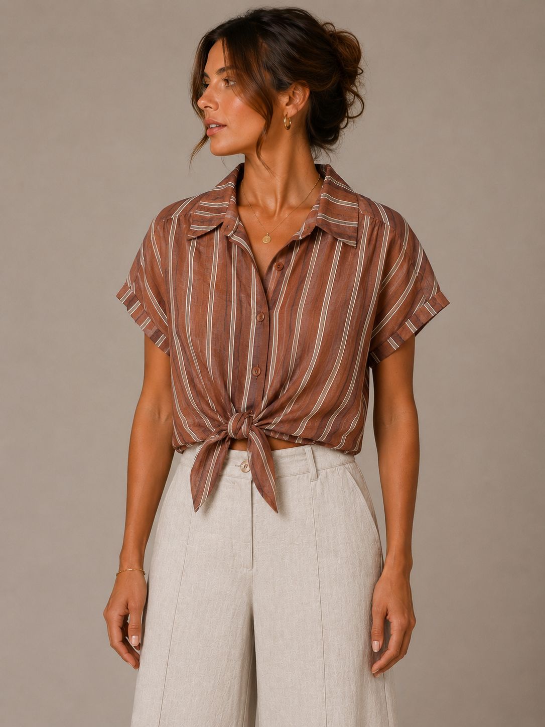 Camicia crop righe