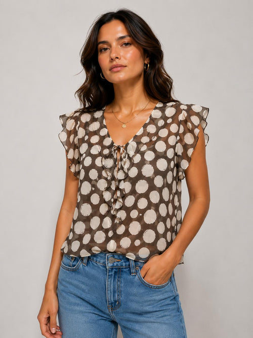 Blusa rouches e volant