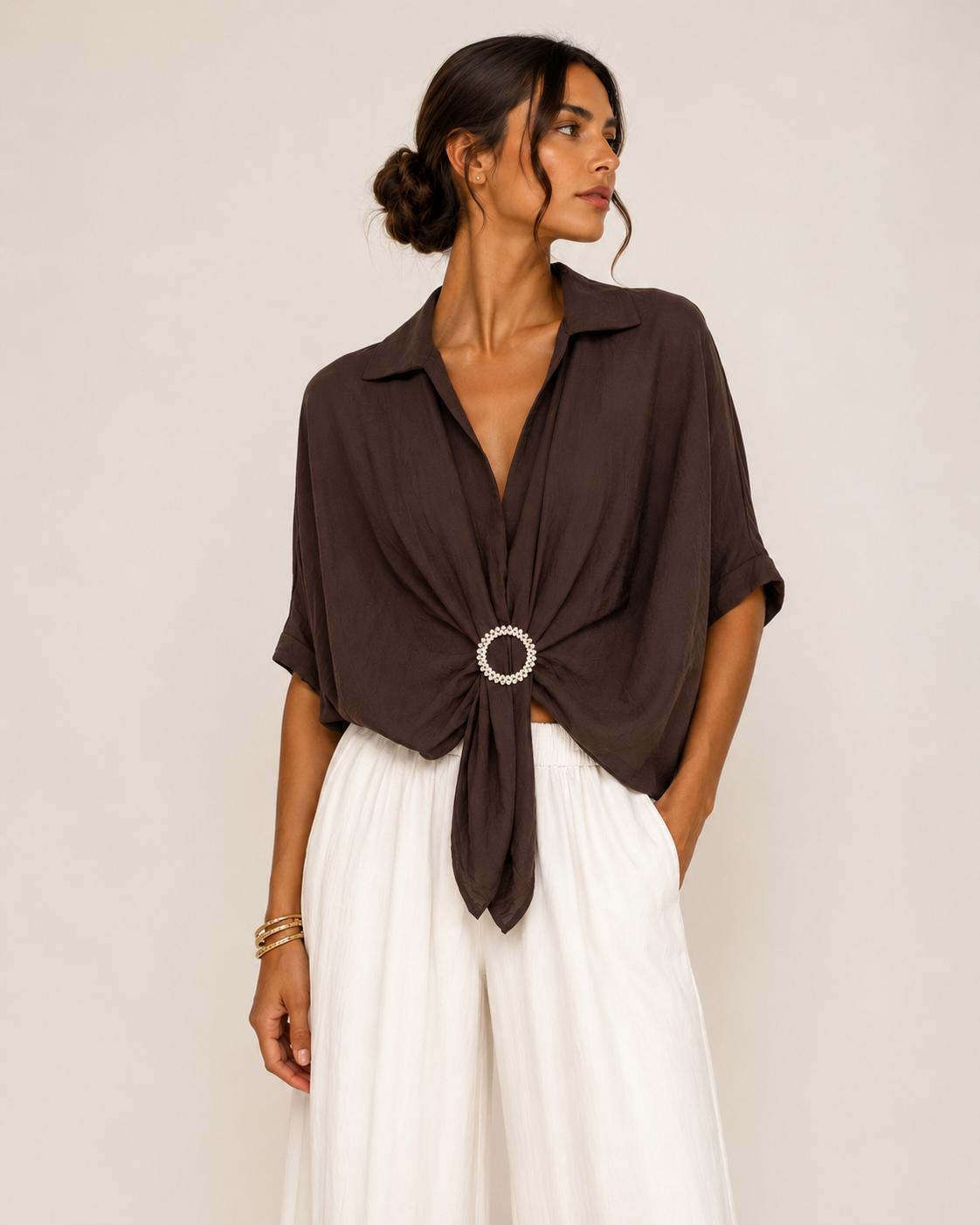 Blusa con drappeggio