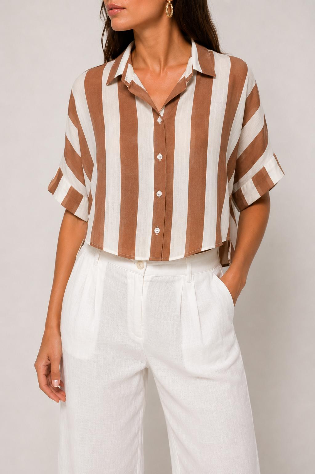 Camicia Crop a righe