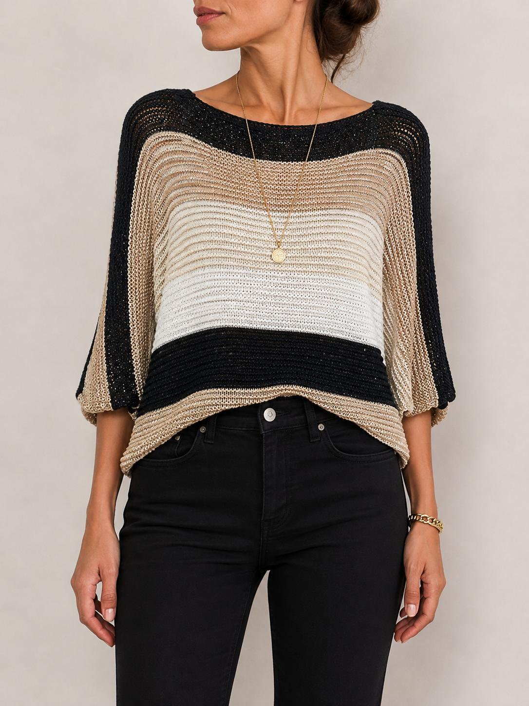 Maglia traforata righe
