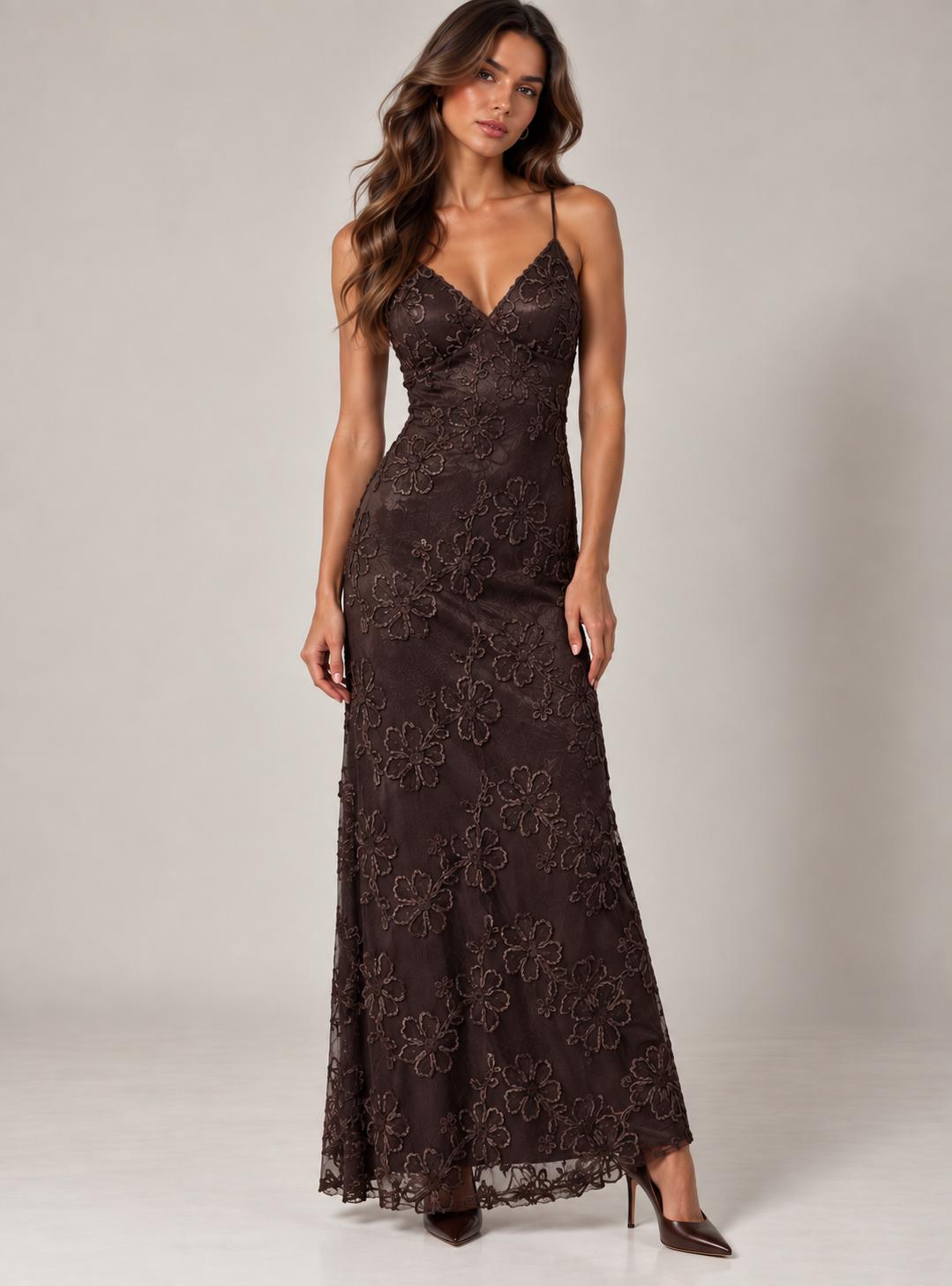 Abito Lungo in Tulle e Pizzo