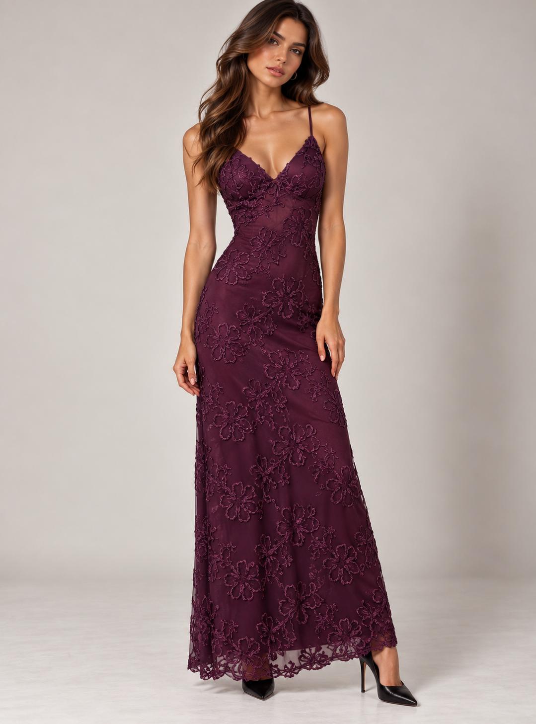 Abito Lungo in Tulle e Pizzo