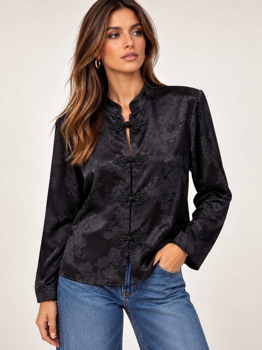 Camicia Satinata con Alamari