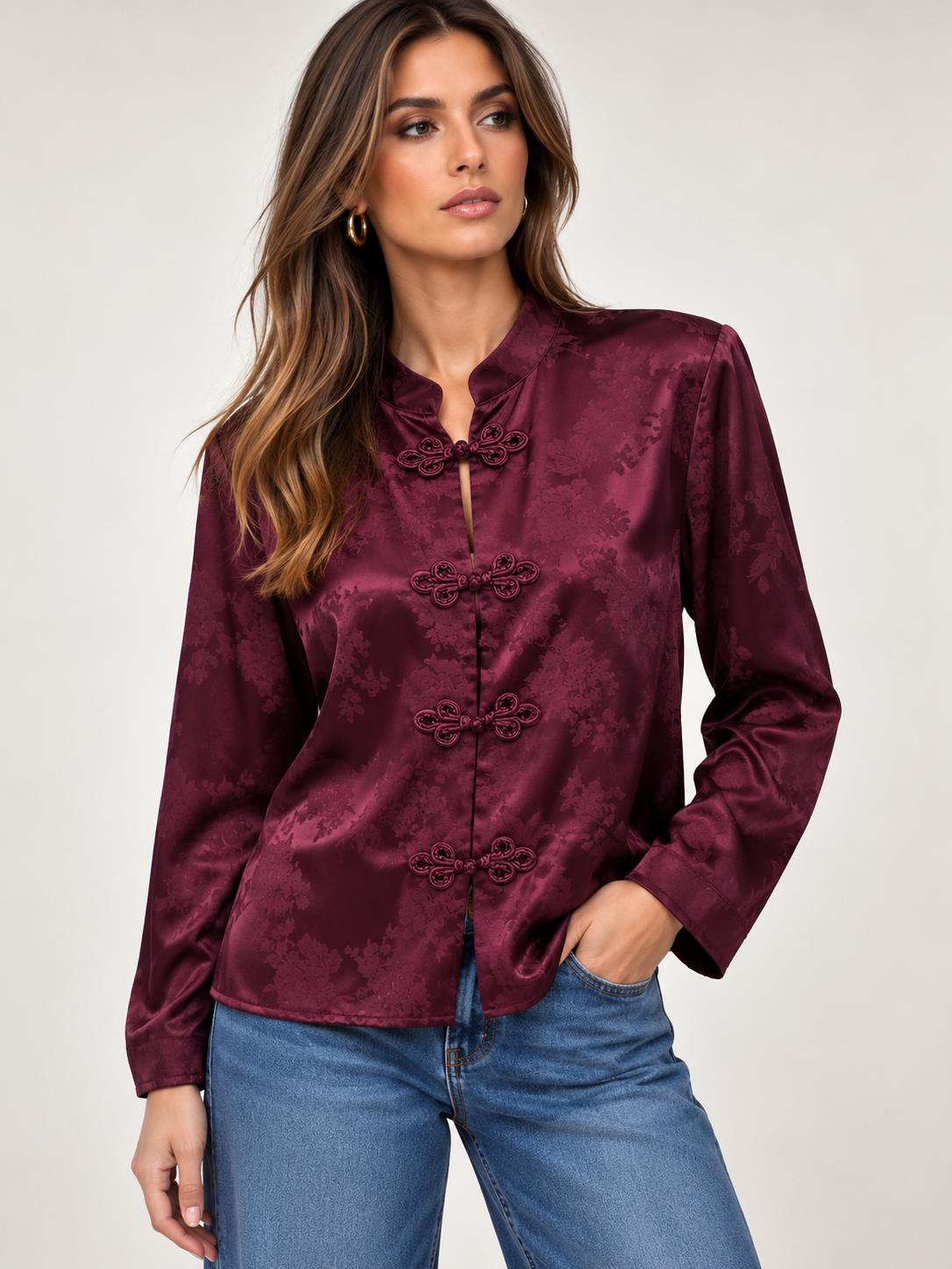 Camicia Satinata con Alamari