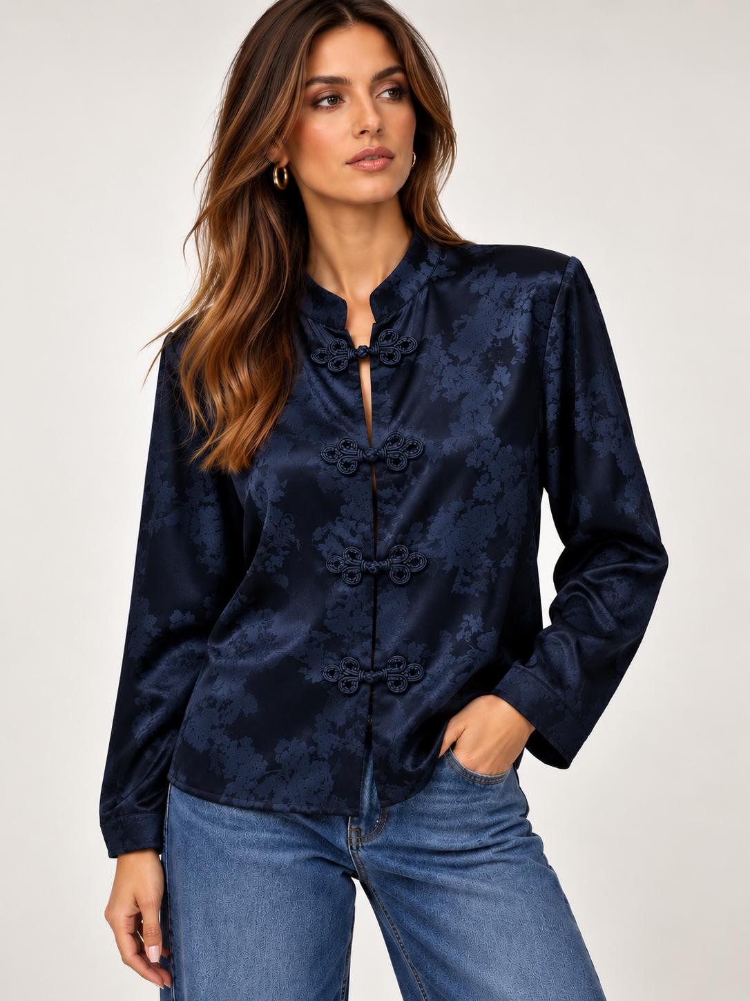 Camicia Satinata con Alamari