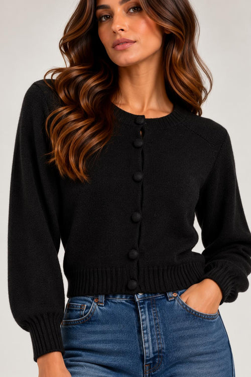 Cardigan con Bottoni Ricoperti