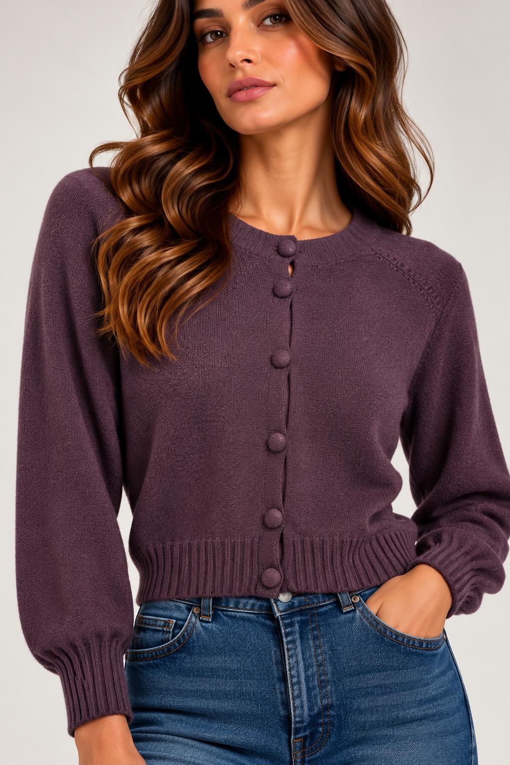 Cardigan con Bottoni Ricoperti