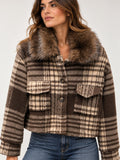 Cappottino Crop con Collo in Pelliccia