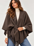 Poncho con Frange e Passante Centrale