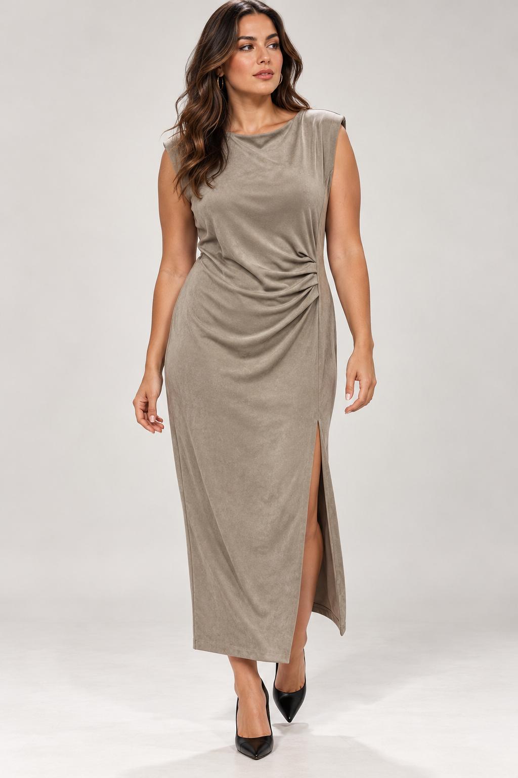 Abito Tubino Longuette Curvy con Drappeggio