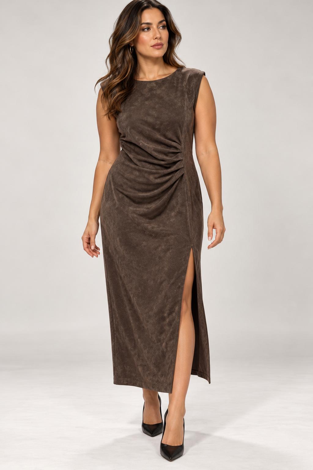 Abito Tubino Longuette Curvy con Drappeggio